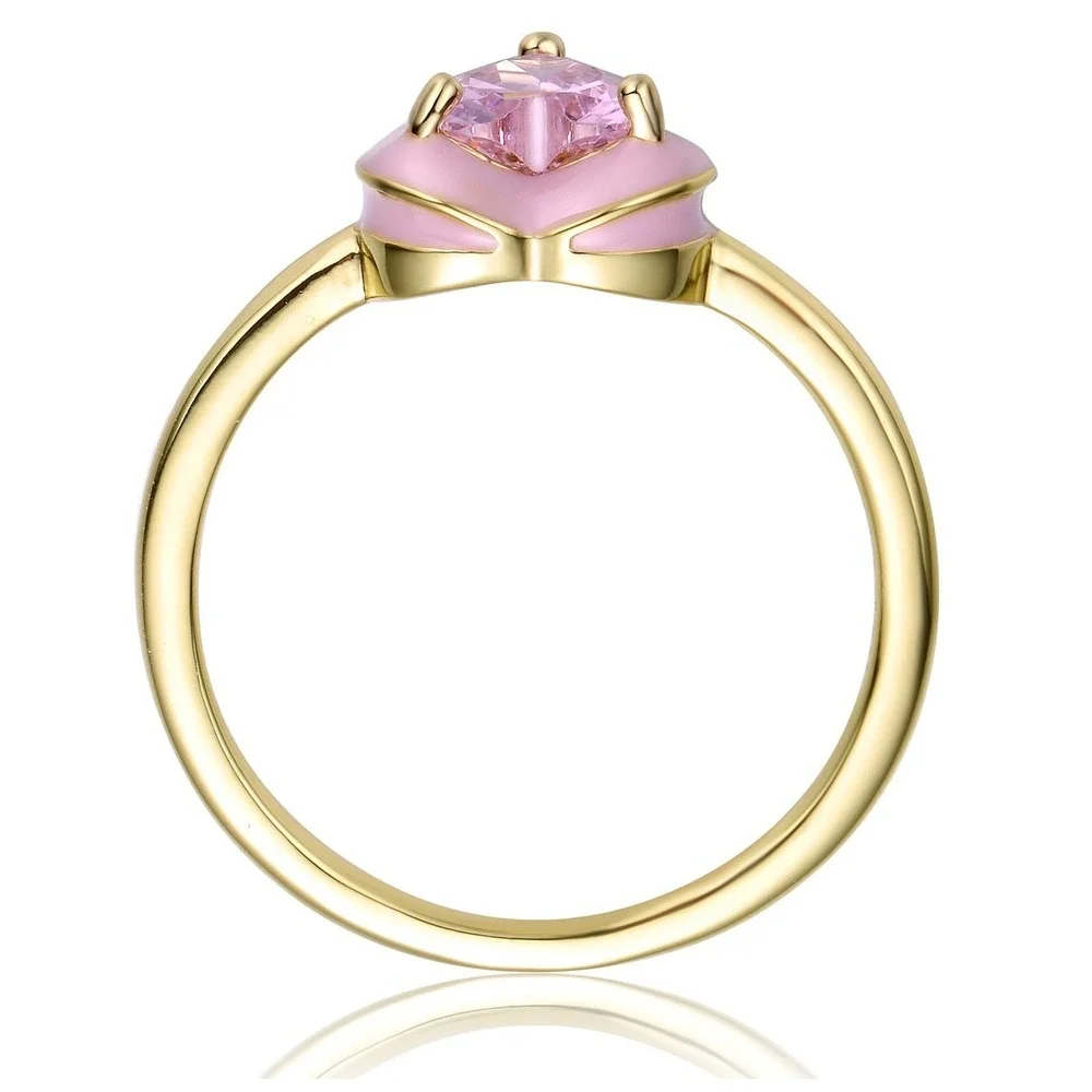 Rachel Glauber Heart‎ Stacking Ring Women 14k Gold Plated Pink CZ Enamel Gold 5